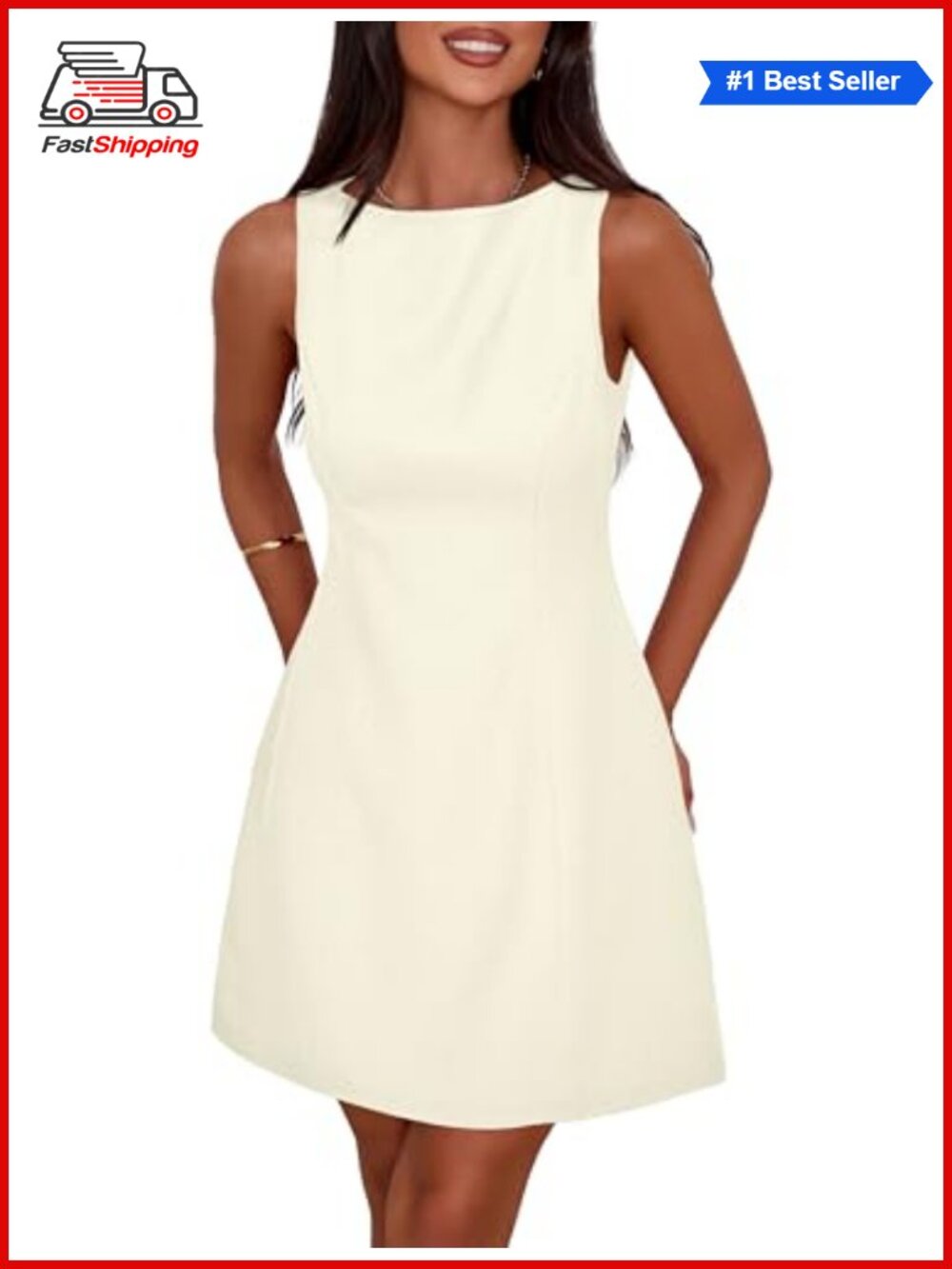 ✨ PRETTYGARDEN Women's A Line Mini Dress Sleeveless Boat Neck Semi Formal